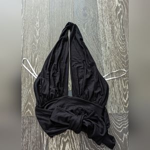 Black cropped tie top